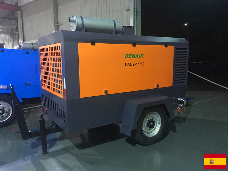 portable compressor for concrete spraying, diesel portable air compressor in Spain