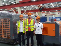 Syrian customer inspected  screw air compressors before shipment