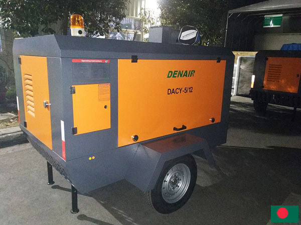 DENAIR Diesel Portable Air Compressor Used In Bangladesh Construction 
