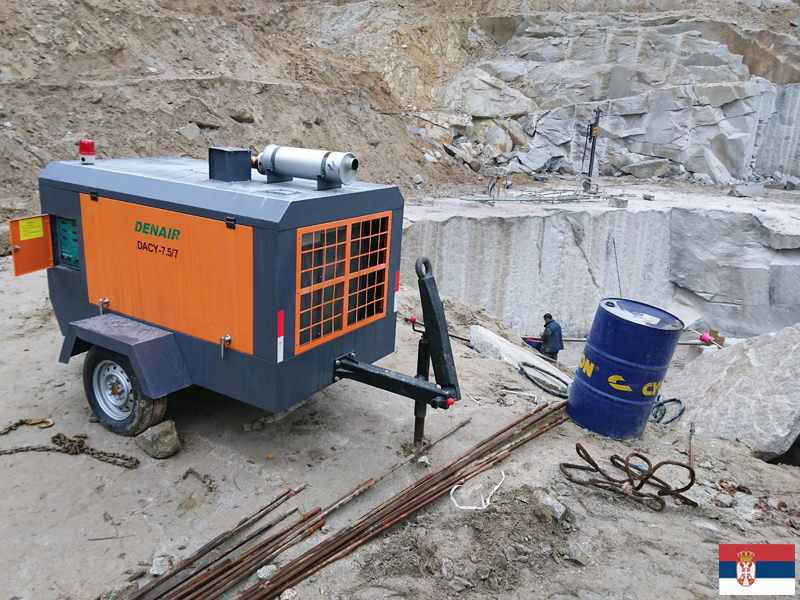 DENAIR DACY-7.5/7 Diesel Portable Air Compressor for Quarry in Serbia