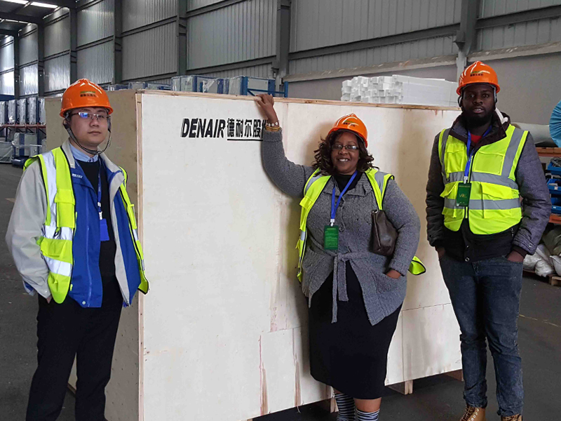 Zimbabwean partners visited DENAIR diesel portable screw air compressor factory